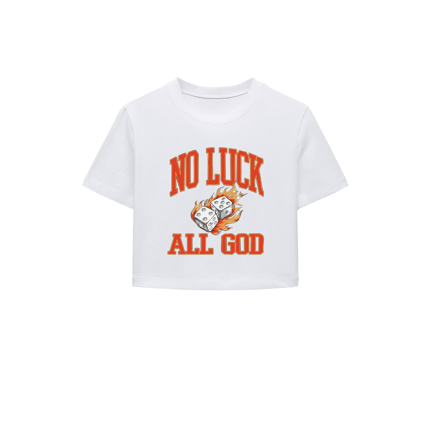 No Luck All God Crop Tişört