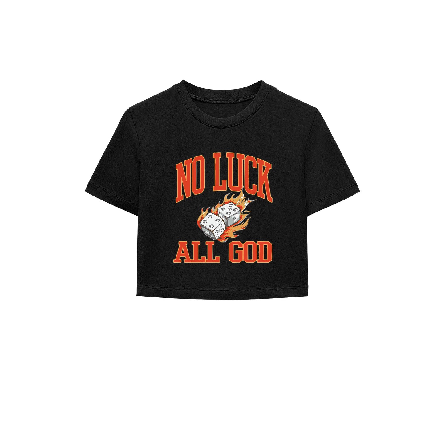 No Luck All God Crop Tişört