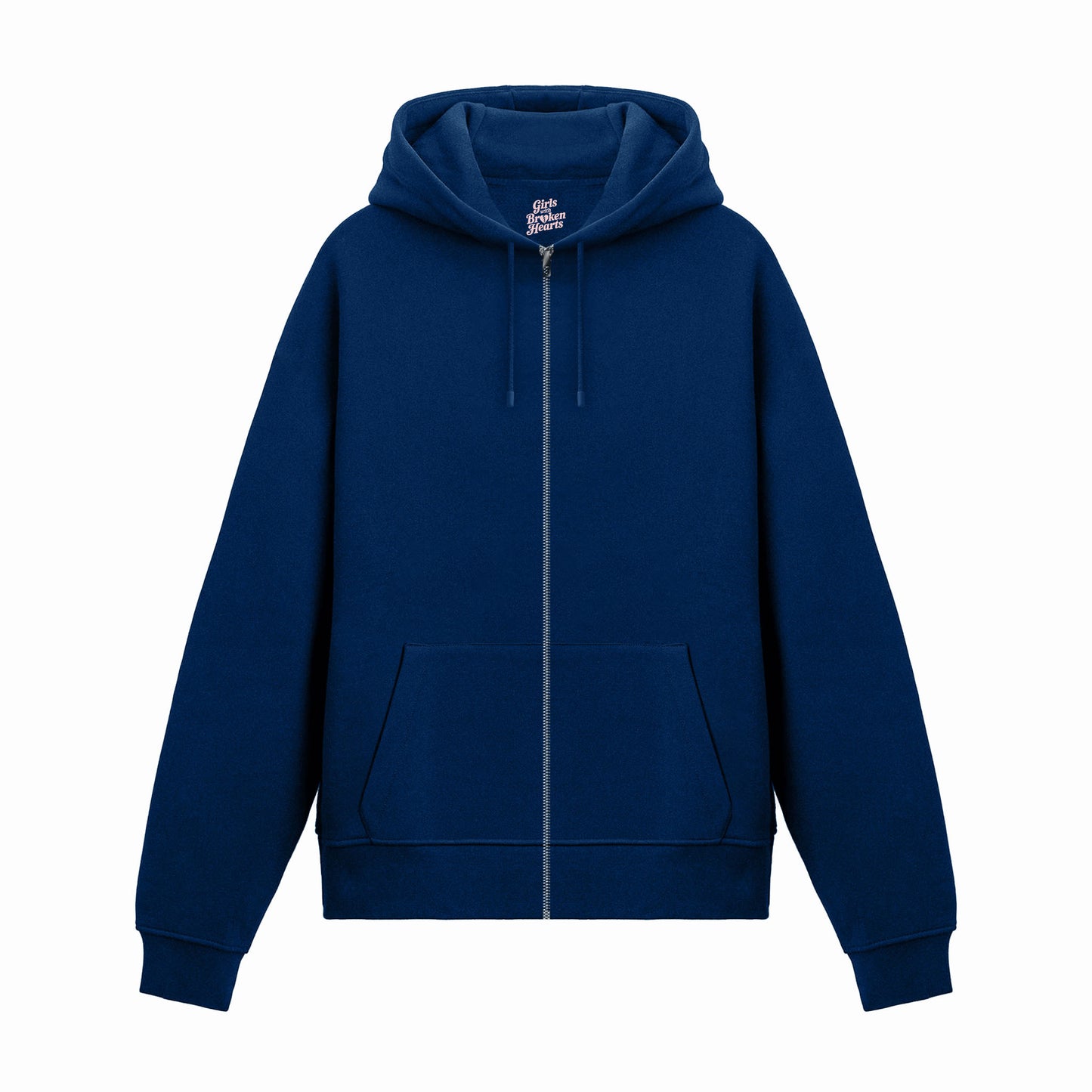 Basic Navy Blue Zip Hoodie